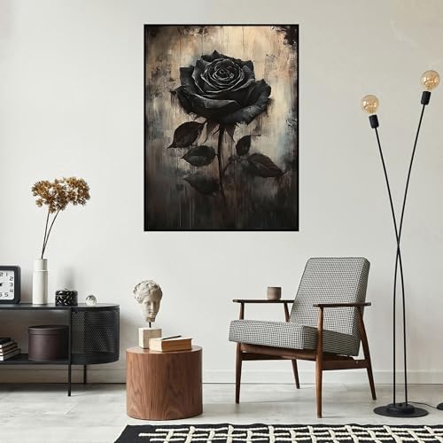 Diamond Art Kits for Adults,Black Rose Diamond Painting Kits for Beginner