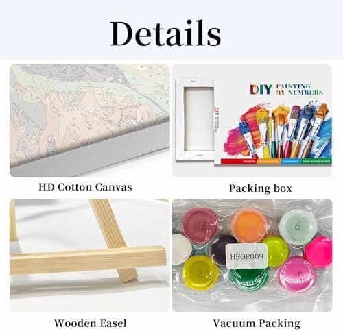 HeeBenor Framed Paint by Numbers Kit for Adults, Hummingbird Paint by Numbers Kit for Adults with Easel, DIY Flower Bird Paint by Number with Frame, Adult Paint by Number Kits Framed Canvas 8x12 Inch