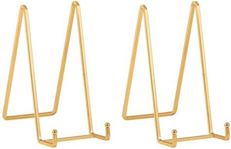 Plate Holder Easel Display Stand - 8 inch Metal Plate Stands for Display - Tabletop Picture Stand - Gold Iron Easels for Display Pictures | Photo Frames | Book | Decorative Plates | Plaque -2 Pack
