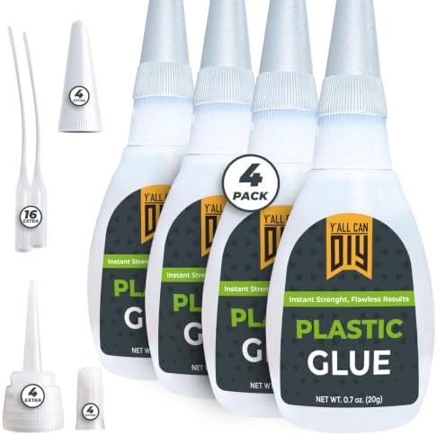 Plastic Glue for Models, Miniatures, Legos, PLA & 3D Printing Repair – Fast Setting Heavy Duty Strong Super Glue for Plastic 20g (4 Pack)