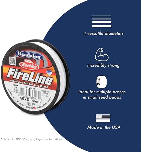 Beadalon FireLine Microfused Braided Beading Cord Thread, Crystal-4LB/125YD