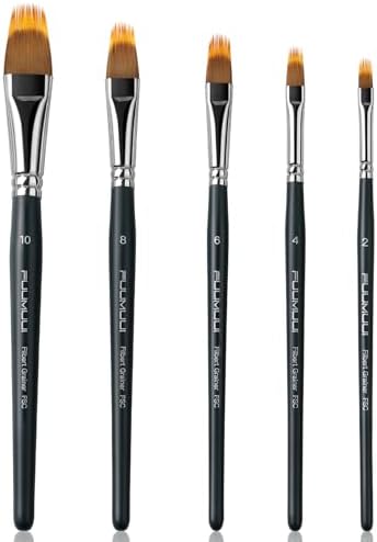 5Pcs Dual-Layer Grainer Paint Brush Set – Fuumuui Texture Comb/Filbert Brushes for Grass, Fur, Trees, Landscape – Synthetic Bristles for Watercolor, Acrylic, Painting Artist Tool