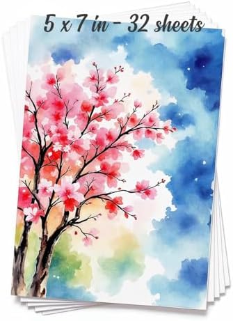 32 Sheets Watercolor Paper Pad - 5"x7" - Water Color Paper 140lb/300gsm - 100% Cotton Pulp - Art Supplies for Kids & Adults - for Painting, Artist Sketch, Easel, Loose Drawing
