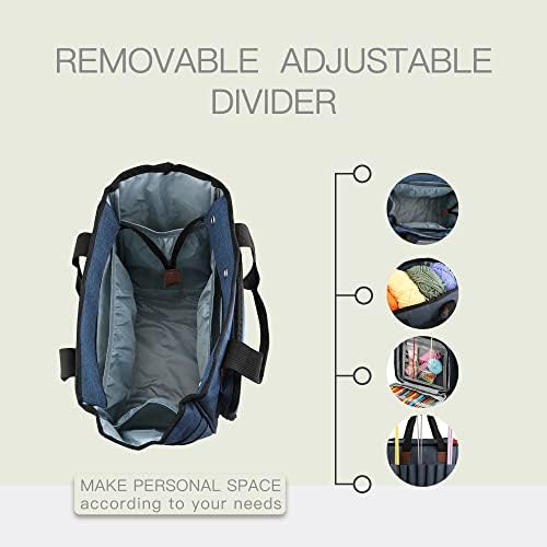 Yarn Knitting Storage Tote-Large Capacity Crochet Organizer Portable Travel Bag With Shoulder Strap Crochet Hooks Case for Unfinished Bulk Project