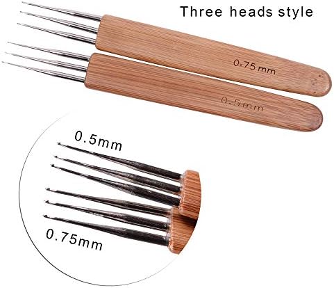 3 Pcs/Set Dreadlock Crochet Hook for Hair, Dreadlock Needle Tool for Braid Craft,Dread Locks Crochet Needles 0.5mm (1 Hook, 2 Hooks,3 Hooks)