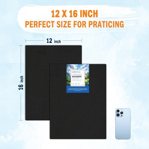 12x16 Canvas for Painting - Artist-Grade Blank Canvases Boards & Panels, Premium White Flat Canvas Bundle for Adults (6 Pack)
