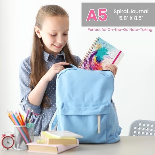 Lined Spiral Journal Notebook, A5 College Ruled Notebook for Note-Taking