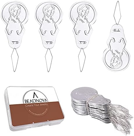 BEADNOVA Embroidery Needle Threader Tool 50pcs Aluminum Sewing Machine Needle Threader for Hand Sewing Cross Stitch Craft Knitting Quilting (50pcs)