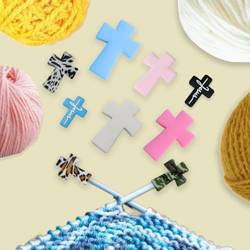 12Pcs Cross Knitting Needle Stoppers Silicone Point Protectors Accessories Fit Size 2.5-13 (3mm-9mm) for All Different Needle Materials