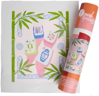 Pink Picasso Paint by Number Kit, All Ages, 8x10, Tile Time Mahjong | Mid Century Modern Collection, Acrylic Paints and Brushes included, Pre-printed high quality canvas, DIY art kit, Gift-ready