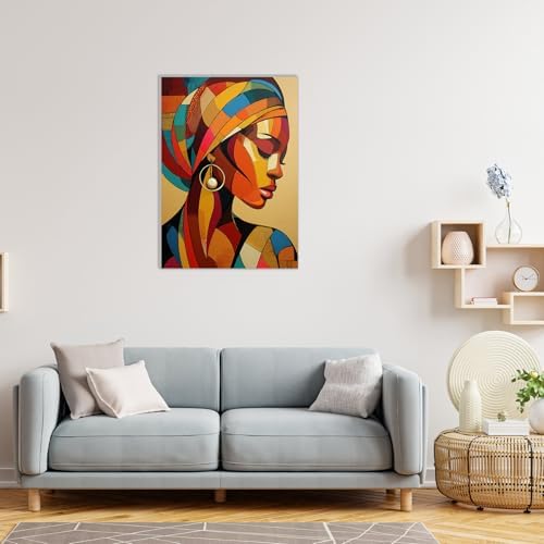 MAXBYE Framed Paint by Numbers Kit for Adults, Black Woman Canvas Painting by Number with Wooden Easel, DIY Acrylic Craft Art Kits with Tools for Beginners Gift Home Wall Decor 10×14 in