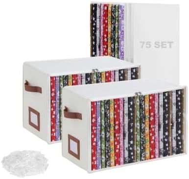 Qozary 2 Pack Fabric Storage Box with 8.5 x 11 Inch Fabric Organizer Boards
