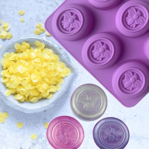 2Pcs Bee Silicone Molds Bee Soap Molds for Soap Making Lotion Bar Molds | Round Honeybee Silicone Mold for Making Homemade Soap, Lotion Bar, Jello, Bath Bomb, Beeswax, Candle