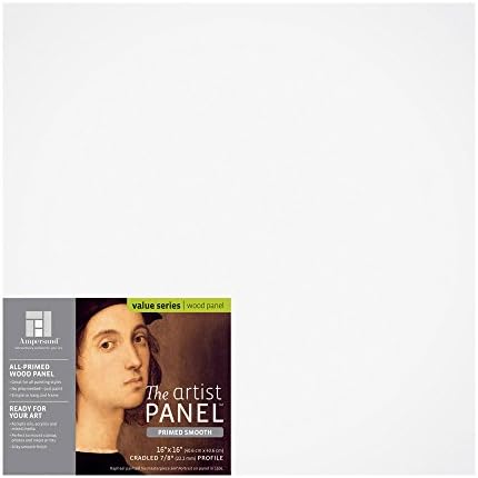 Ampersand Artist Panel Primed Smooth Surface for Painting and Mixed-Media, 7/8 Inch Depth, 16X16 Inch (PWP751616)