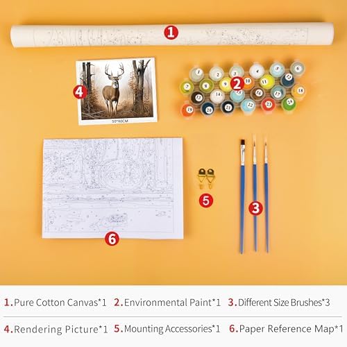 TUMOVO White Tail Buck Deer Paint by Numbers Kit for Adults & Kids, DIY Easy Oil Painting for Home Wall Decor, 16x20 Inch, Acrylic