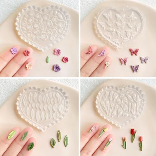 KEOKER Spring Polymer Clay Molds, Polymer Clay Silicone Molds, Butterfly Polymer Clay Mini Molds, 8pcs Earring Molds for Polymer Clay, Polymer Clay Molds for Jewelry(Substitute Micro Clay Cutters)