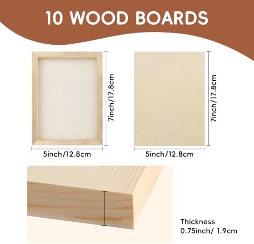 10 Pack 5x7 Inch Unfinished Wood Panel Boards for DIY Painting Art Crafts