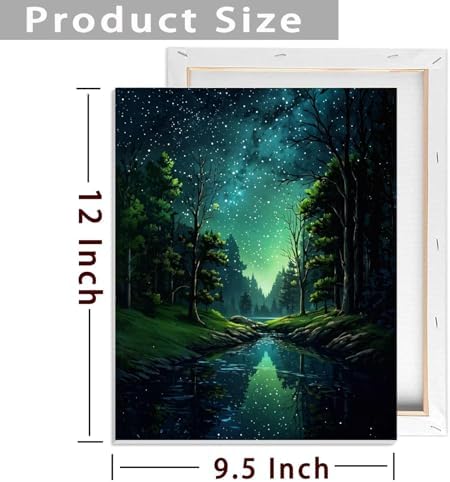 ldazao Starry Night Framed Paint By Numbers Kit for Adults Beginner Forest Adult Paint By Number Artist Kits Canvas DIY Oil Painting for Gift Home Wall Decor 9.5x12 Inch