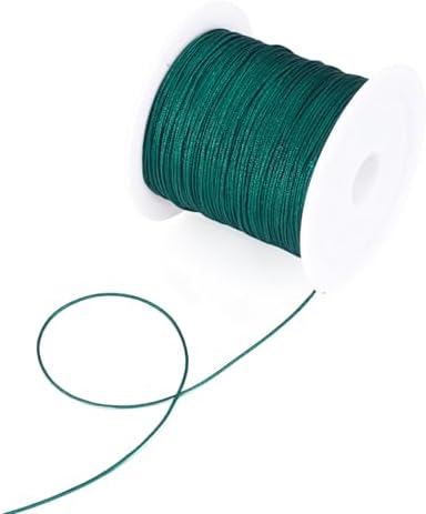 Nylon String for Bracelets, 0.6mm Nylon Cord Nylon Beading Thread 43 Yards Friendship Bracelet String Chinese Knotting Cord for Kumihimo Necklaces Tassels Jewelry Crafts (Dark Green)