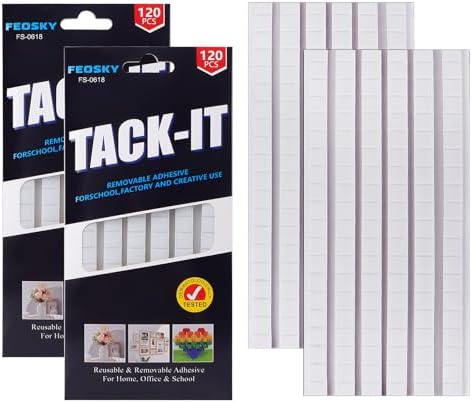 Feosky Adhesive Poster Sticky Tack Putty, Reusable and Removable Adhesive Putty, Mounting Putty for displaying Wall Paintings, Picture, Decoration, Crafts (White,Pack of 2)