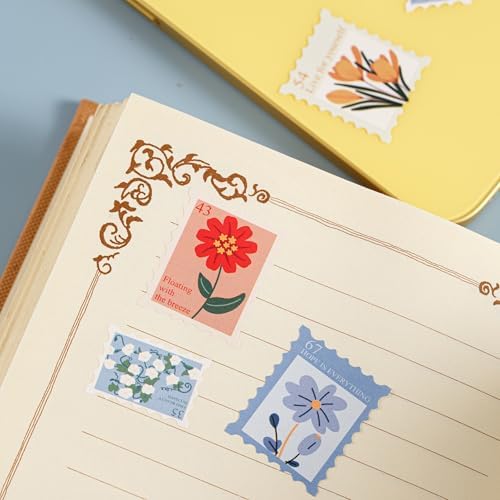 1000PCS Flower Stamp Stickers Roll, 2 Rolls 10 Designs Floral Stickers