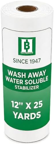 HBI Wash Away Water Soluble Embroidery Stabilizer Roll, 12 in x 25 yd