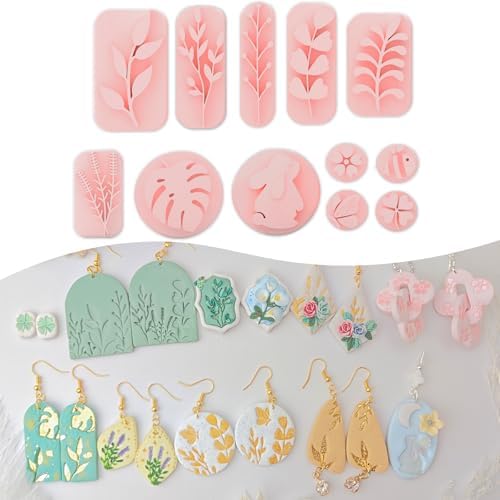Polymer Clay Stamps Tool Set for Adults, 3D Print 12 Shapes of Plant&Animal