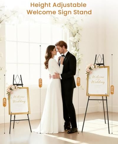 53.9" Black Easel Stand for Sign, Heavy Duty Metal Display Easel with Storage Bag, Adjustable Art Easel for Wedding Sign, Painting, Picture