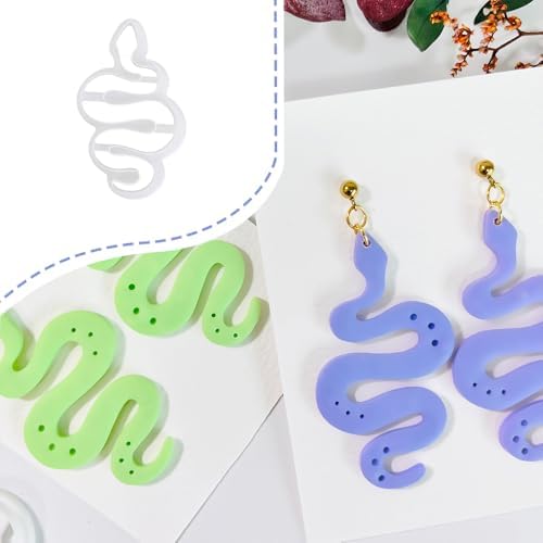 Xaekicr Polymer Clay Cutter Snake Shape – Curvy Clay Earring Cutter for Polymer Clay Jewelry, Bold Clay Tools for DIY Earrings, Halloween Crafts and Y2K Accessories