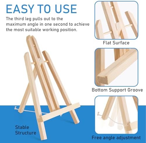 Falling in Art 12 Inch Tabletop Wood Display Easel Stand, 20 Pack | A-Frame Artist Easel for Painting Canvas, Portable Photo, Picture and Sign Holder