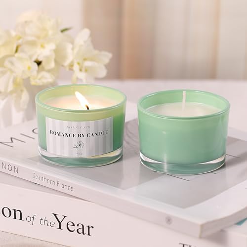 12 Pcs 4 oz Green Glass Candle Jars with Lids& Labels for Candle Making
