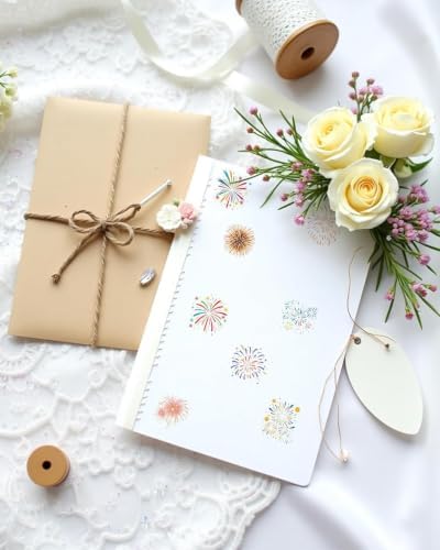 50Pcs Firework for Scrapbooking,Self-Adhesive Transparent Stickers Scrapbook Supplies Journaling Supplies for Adult Card Making Letters DIY Water Bottle Cards Decoration