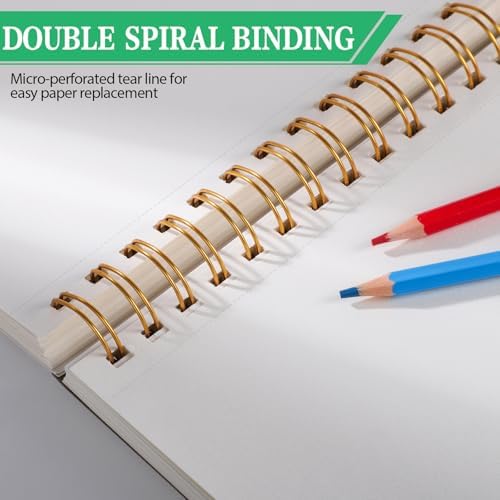 5.5×8.5In Sketch Book for Kids, 100gsm Spiral Sketchbook for Drawing, Green | 90 Sheets Acid-Free Drawing Paper with Pencils, Tear-Out Pages, for Drawing & Sketching, idea for Back-to-School Gifts