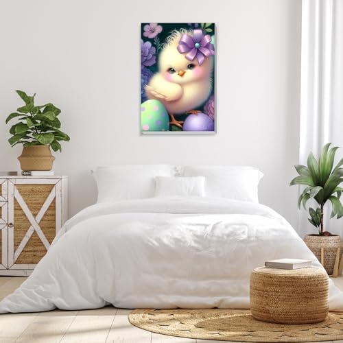 Bowetile Framed Paint by Numbers Easter Kit for Adults, Adults' Paint-by-Number Duck Kits on Canvas, Painting by Numbers Easter Egg, DIY Acrylic Number Painting for Home Wall Decor, 8x12in