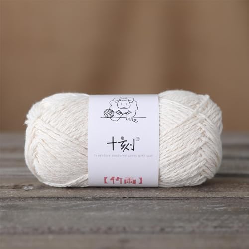Cotton, Bamboo,Linen Blended Yarn 2 Skeins 50g/1.76oz- 01 Jade White