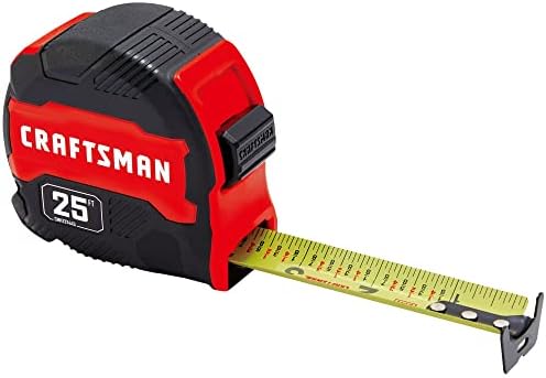 CRAFTSMAN 25-Ft Tape Measure with Fraction Marketing,Retractable,Manual-Locking Blade (CMHT37443S),(Pack of 12)