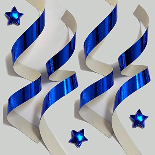 500-Strips Blue Foil Paper Strips for Making Origami Stars, Lucky Stars, Puff Stars. Reflective Mirror Shiny Paper Strips, 0.5 x 11 inch. (Blue Foil, 500)