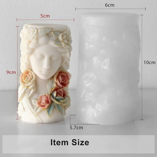 Konrisa Cylinder Candle Making Molds, Beauty and Flower Silicone Molds for Candle Making, Resin Soap Craft Supplies, Resin Casting Molds