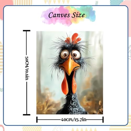 Jiqinsiye Chicken Paint by Numbers Kit for Adults,DIY Painting Kits on Canvas,Fowl Color by Numbers,Large Adult Paint by Number for Gifts,Home Wall Decor