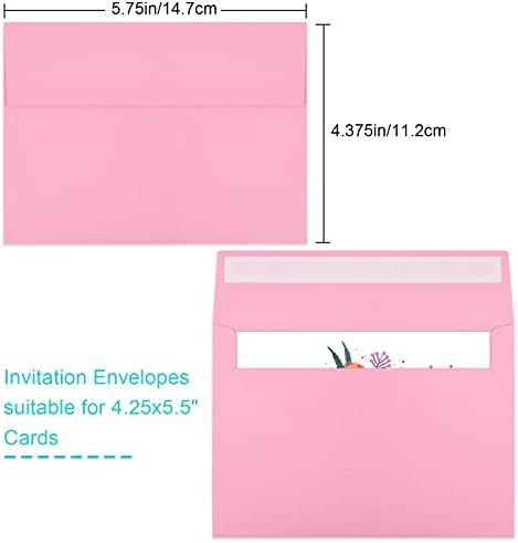 70 Packs of Invitation Envelopes, A2 Envelopes Pink Postcard for 4.5x5.5 Cards for Invitations, Self Seal for Photos RSVP, Greeting Cards