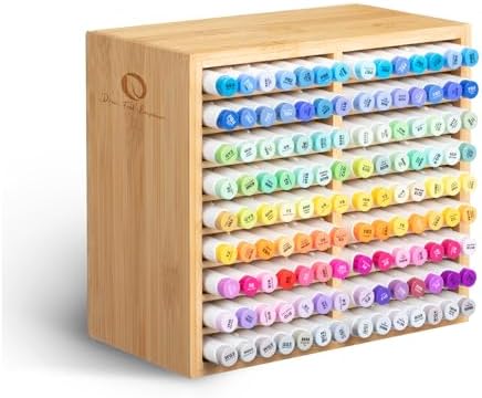Ohuhu Bamboo Marker Organizer, Wooden Desktop Storage Holds 126 Markers