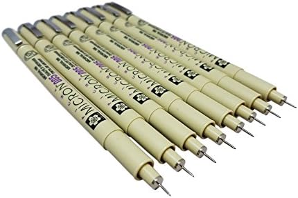 Sakura Pigma Micron pen 005 Black ink marker felt tip pen, Archival pigment ink, fine point for artist drawing pens - 8 pen set