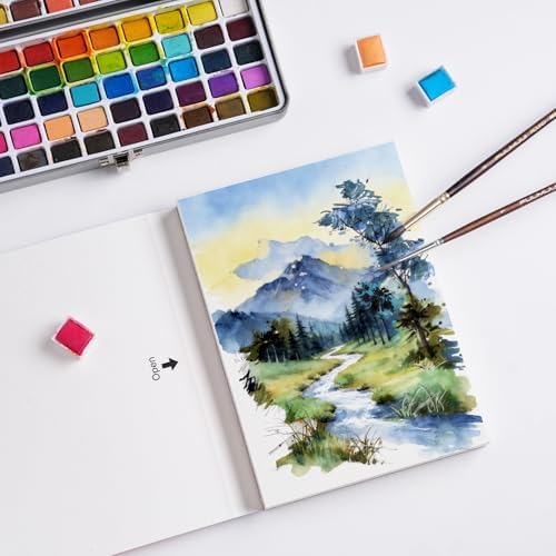 Watercolor Paper Block 5x7 Inch, Fuumuui 100% Cotton Watercolor Paper Pad of 30 Sheets, 140lb/300gsm, Acid-Free Cold Pressed Art Paper for Painting, Drawing, Art Journaling, Wet, Mixed Media