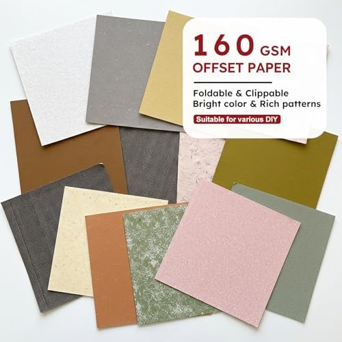 6-inch Wooden Patterned Scrapbook Paper Pad, 24 Sheets Double Sided Retro Aesthetic Origami Paper for Journaling, Collage, DIY Card, Folded Photo Album, Handmade Crafts & Decor Projects