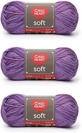 Red Heart Soft Yarn for Crocheting and Knitting, Plumy, 3-Pack