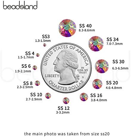 Beadsland Hotfix Rhinestones Bulk, Crystal AB, SS12, 14400pcs