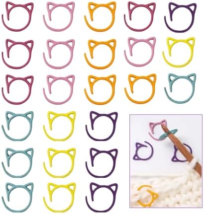 Cat Stitch Markers for Crocheting,Crochet Stitch Markers Cat Metal Stitch Markers Multicolor Knitting Stitch Markers Crochet Markers Ring