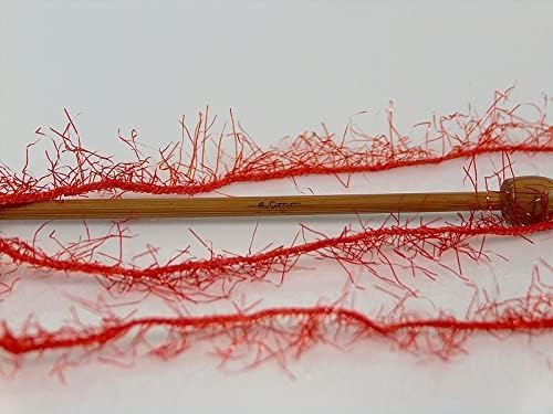 Sparkly Eyelash Fantasy Knitting Yarn | Metallic Lurex Nylon Short Eyelash Yarn | 50g (1.76oz) |140m(155 Yards) | Shiny Crochet Thread for Amigurumi & Decorative Projects (1, Red)