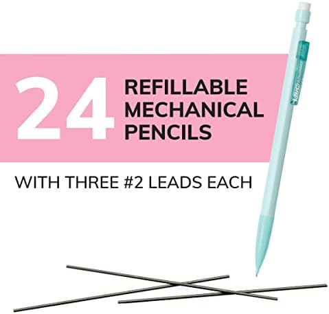 BIC Xtra-Smooth Pastel Mechanical Pencils, Medium Point, 0.7mm, 24-Count | Bulk Pack for School or Office Use | Smooth Writing Experience | No. 2 Lead for Standardized Tests