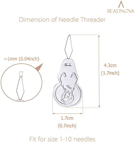 BEADNOVA Embroidery Needle Threader Tool 50pcs Aluminum Sewing Machine Needle Threader for Hand Sewing Cross Stitch Craft Knitting Quilting (50pcs)